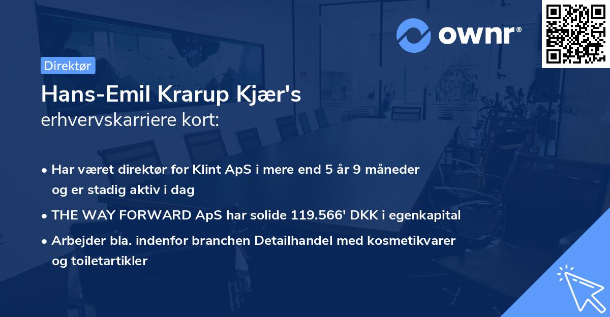 Hans-Emil Krarup Kjær's erhvervskarriere kort