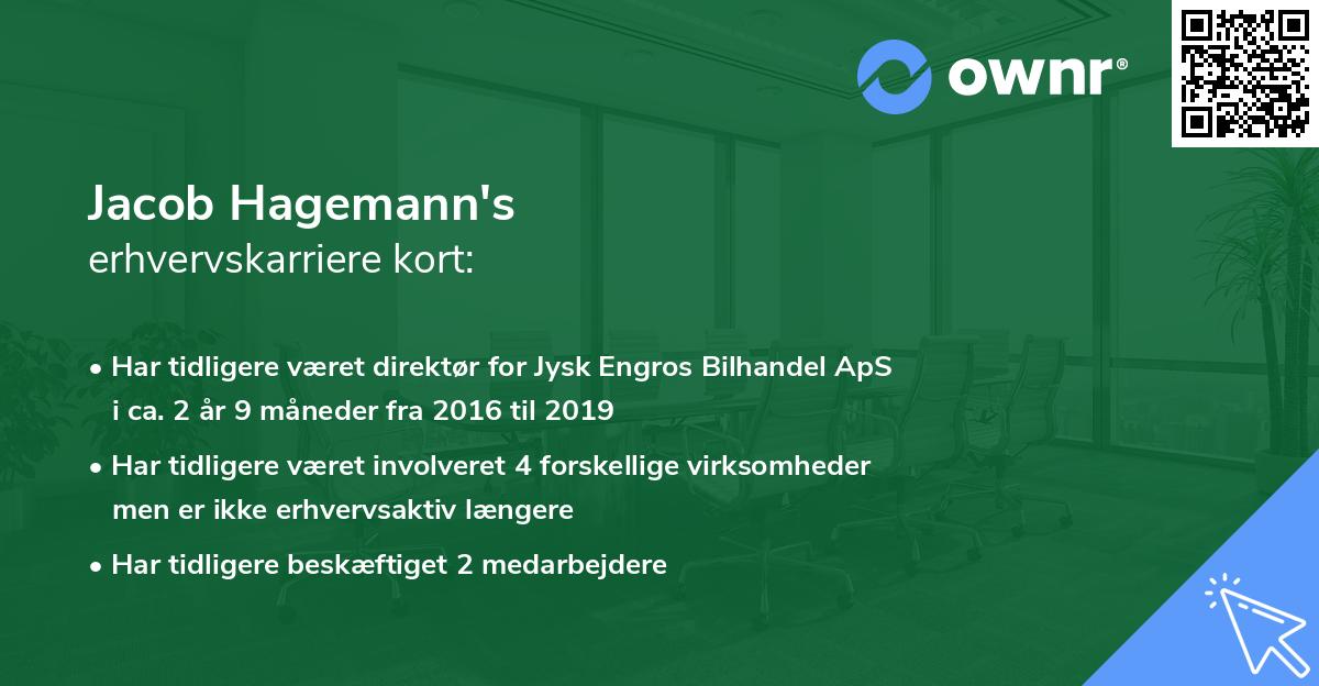 Jacob Hagemann's erhvervskarriere kort
