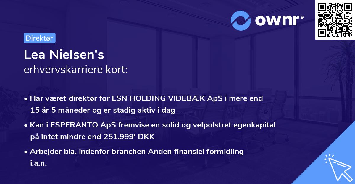 Lea Nielsen's erhvervskarriere kort