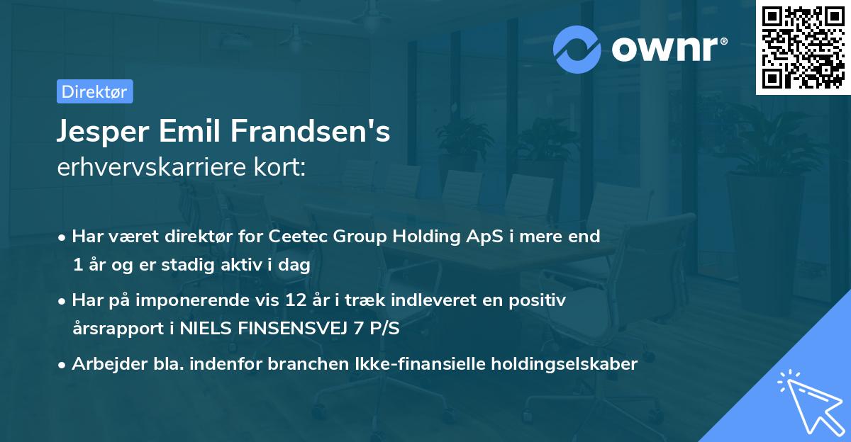 Jesper Emil Frandsen's erhvervskarriere kort