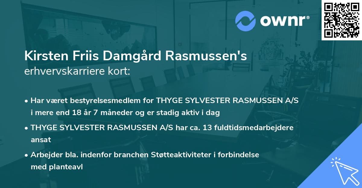 Kirsten Friis Damgård Rasmussen's erhvervskarriere kort