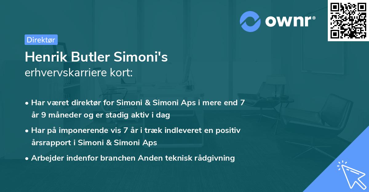 Henrik Butler Simoni's erhvervskarriere kort