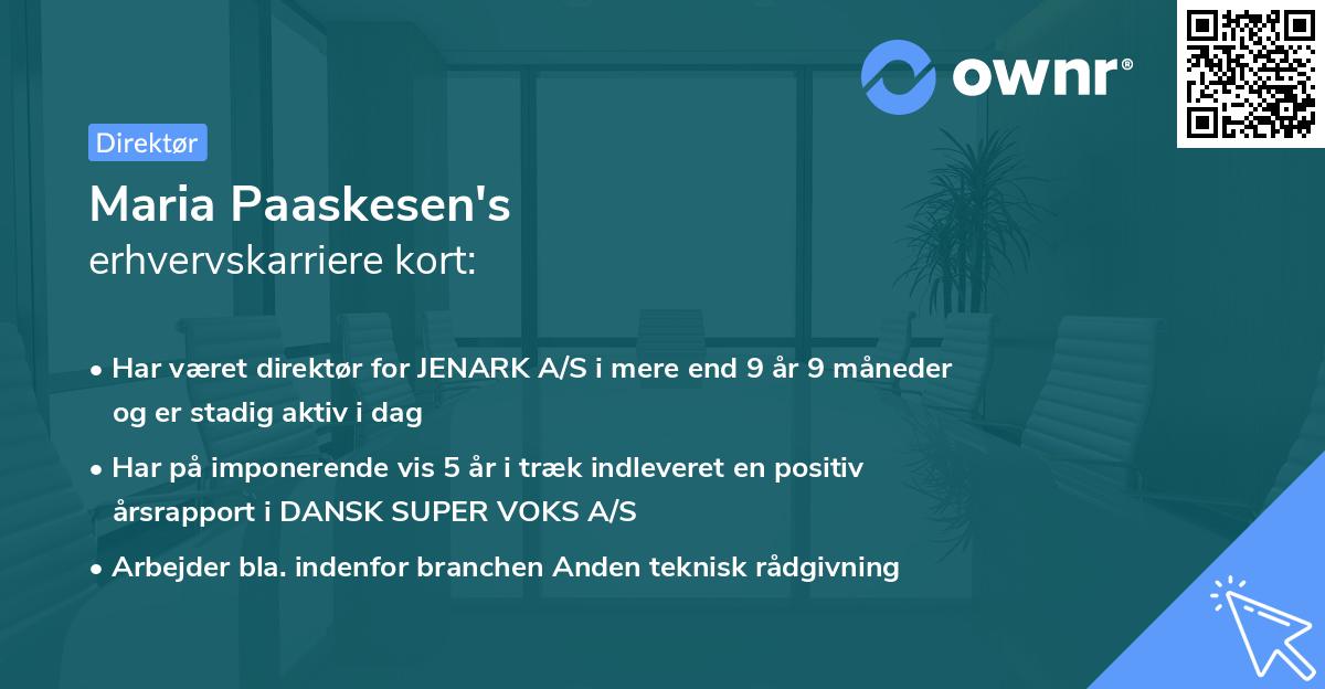 Maria Paaskesen's erhvervskarriere kort