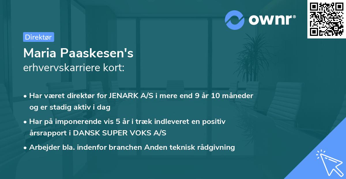 Maria Paaskesen's erhvervskarriere kort