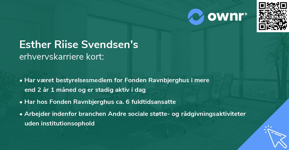 Esther Riise Svendsen's erhvervskarriere kort