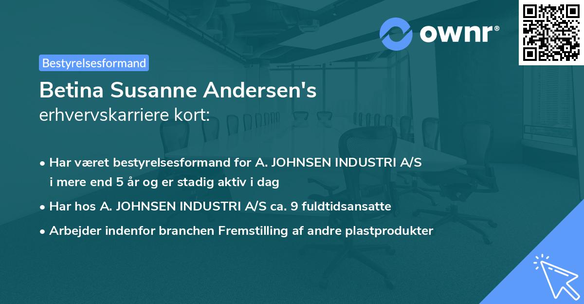 Betina Susanne Andersen's erhvervskarriere kort