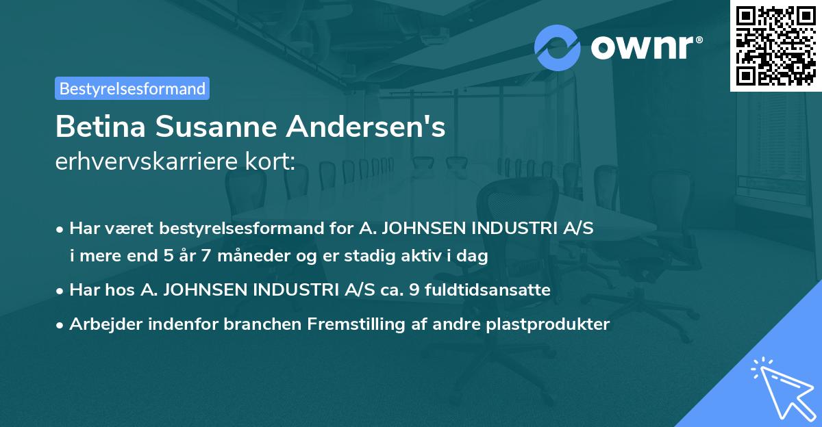 Betina Susanne Andersen's erhvervskarriere kort