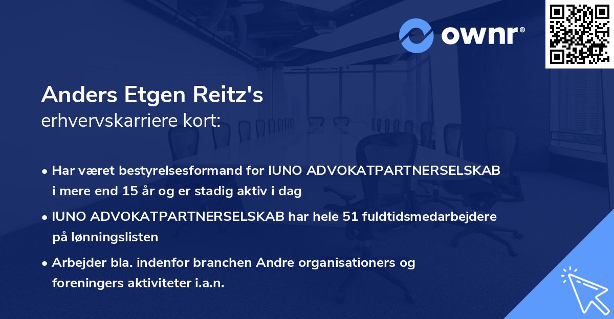 Anders Etgen Reitz's erhvervskarriere kort