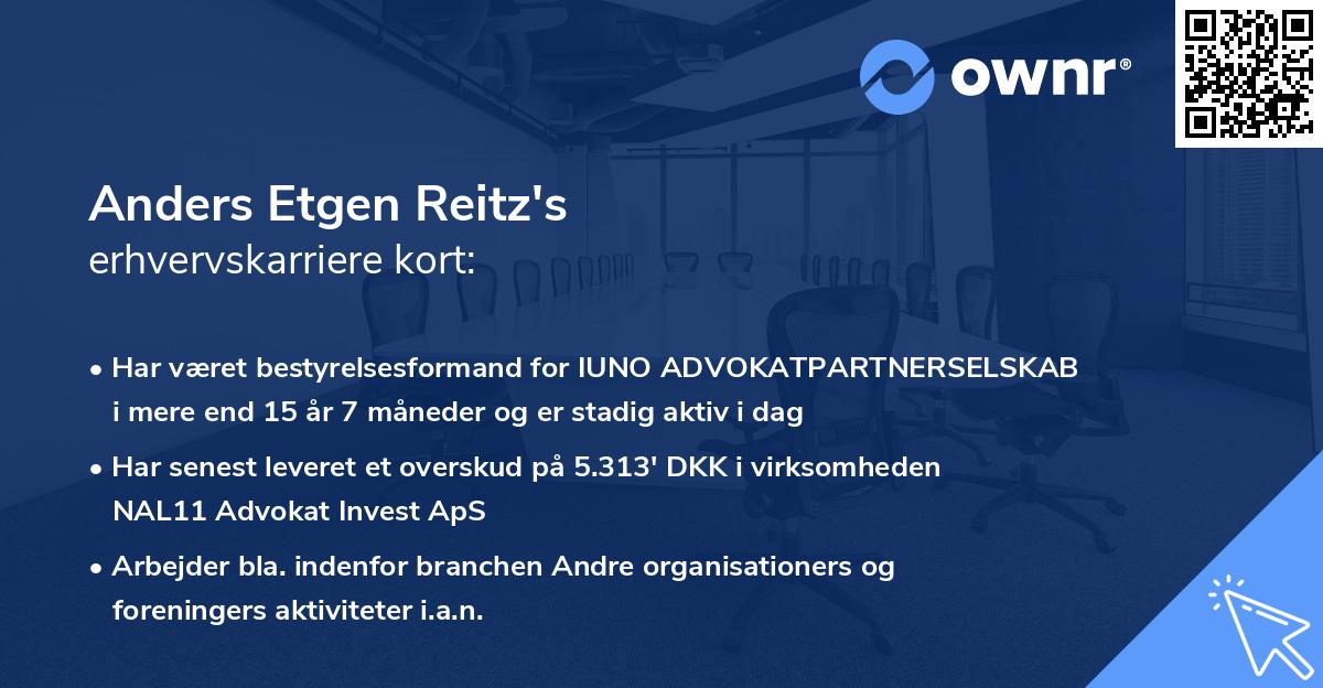 Anders Etgen Reitz's erhvervskarriere kort