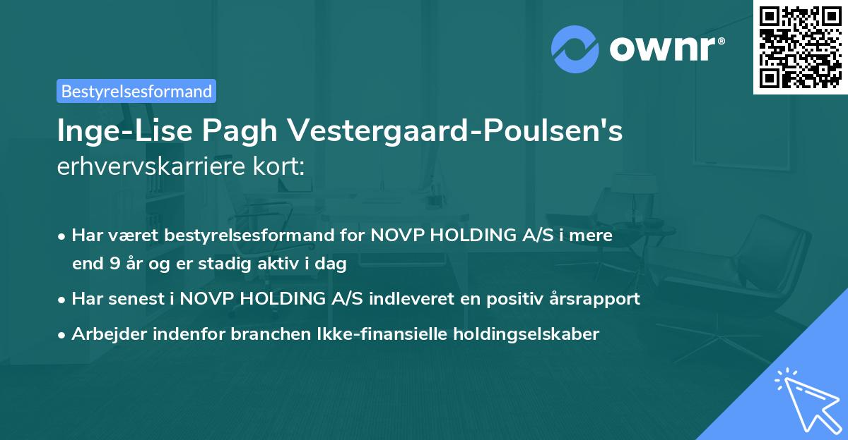 Inge-Lise Pagh Vestergaard-Poulsen's erhvervskarriere kort