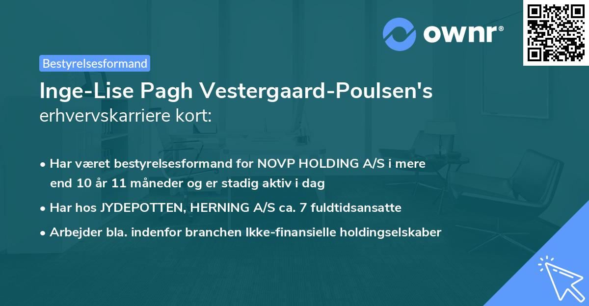 Inge-Lise Pagh Vestergaard-Poulsen's erhvervskarriere kort