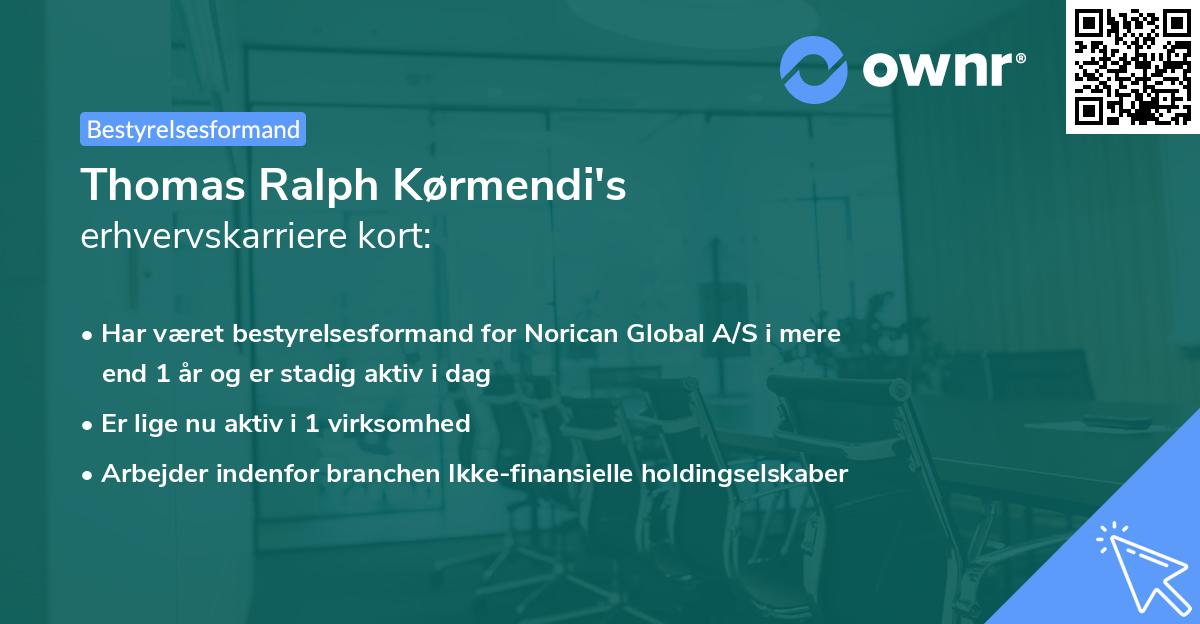 Thomas Ralph Kørmendi's erhvervskarriere kort