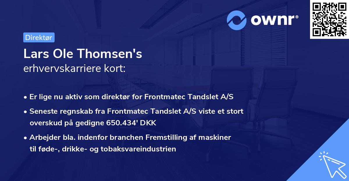 Lars Ole Thomsen's erhvervskarriere kort