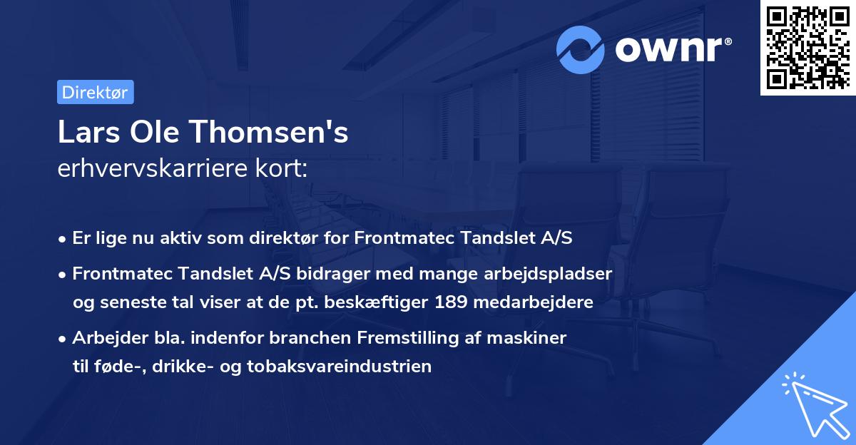 Lars Ole Thomsen's erhvervskarriere kort