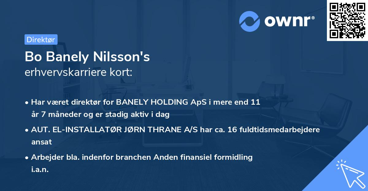 Bo Banely Nilsson's erhvervskarriere kort