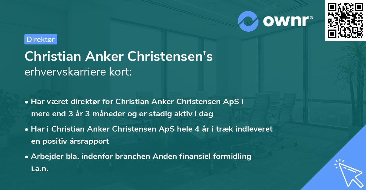 Christian Anker Christensen's erhvervskarriere kort