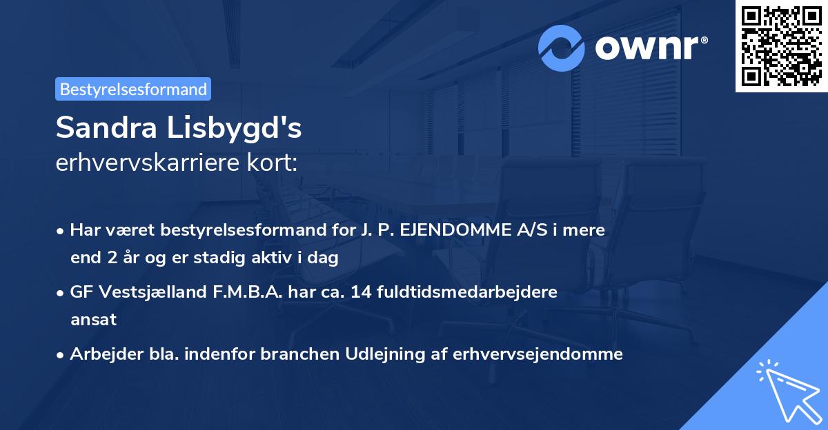 Sandra Lisbygd's erhvervskarriere kort