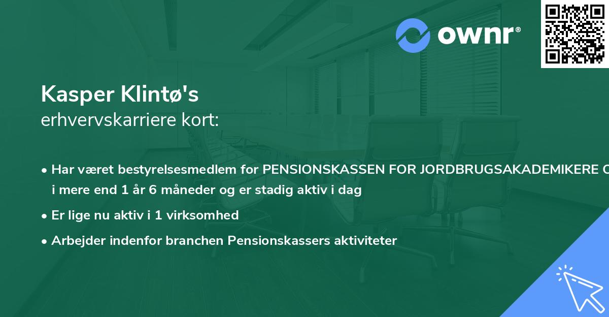 Kasper Klintø's erhvervskarriere kort