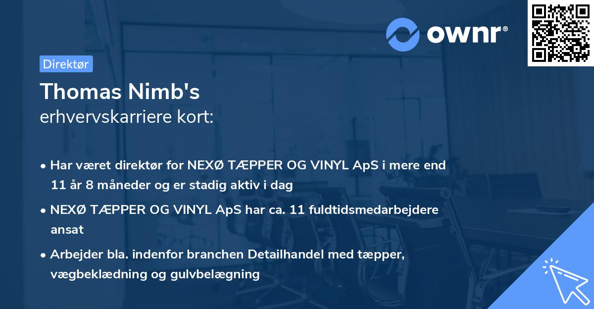 Thomas Nimb's erhvervskarriere kort