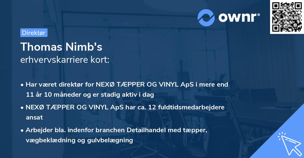 Thomas Nimb's erhvervskarriere kort