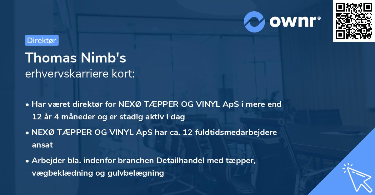 Thomas Nimb's erhvervskarriere kort
