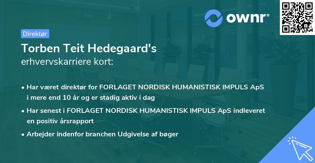 Torben Teit Hedegaard's erhvervskarriere kort