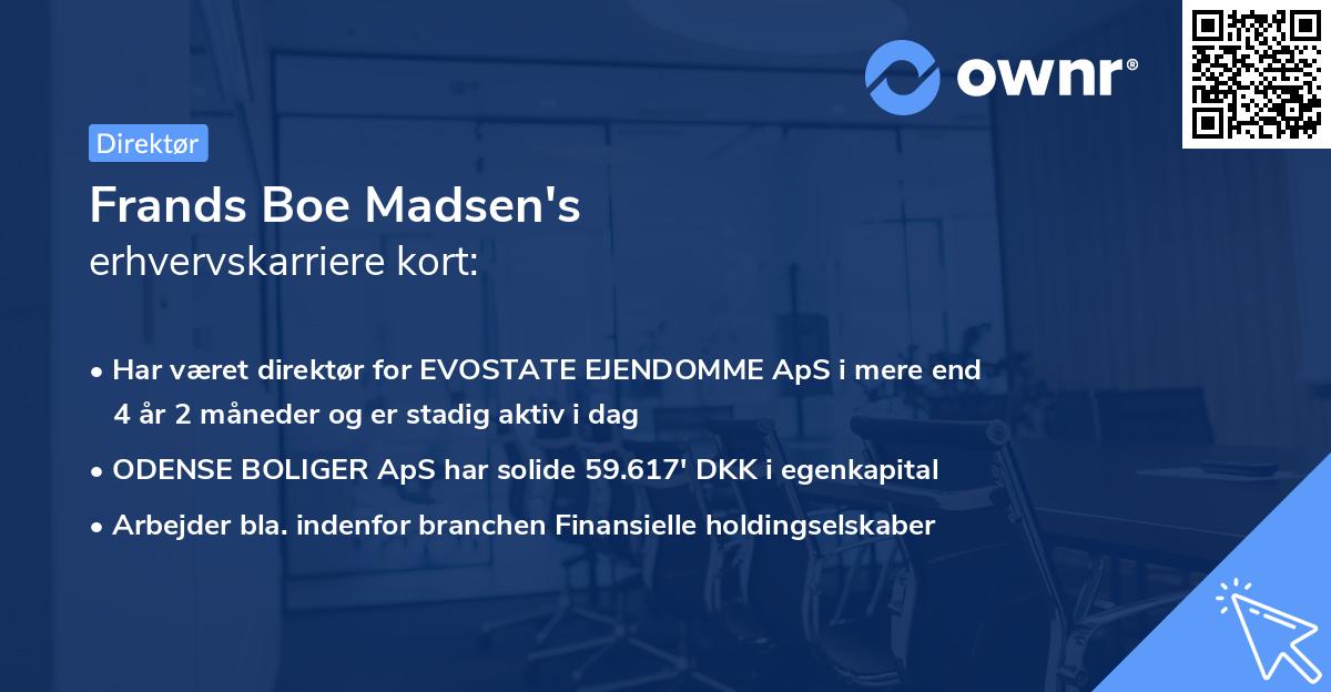 Frands Boe Madsen's erhvervskarriere kort