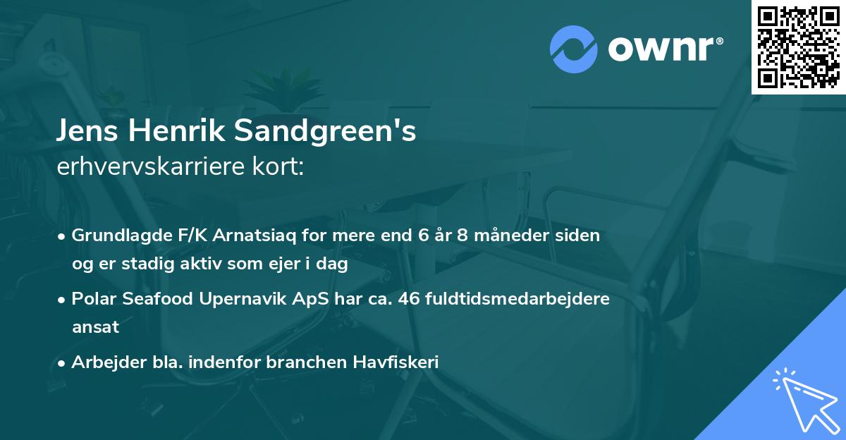 Jens Henrik Sandgreen's erhvervskarriere kort