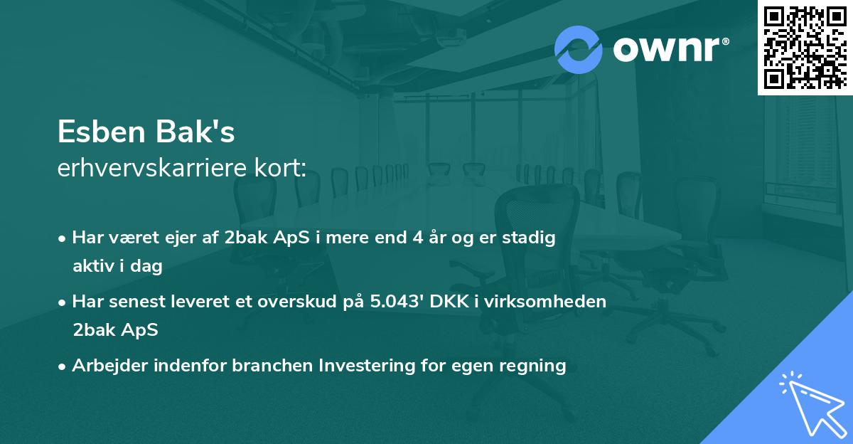 Esben Bak's erhvervskarriere kort