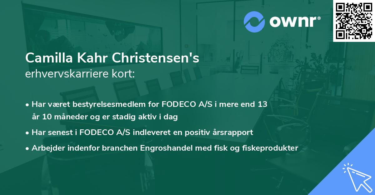 Camilla Kahr Christensen's erhvervskarriere kort