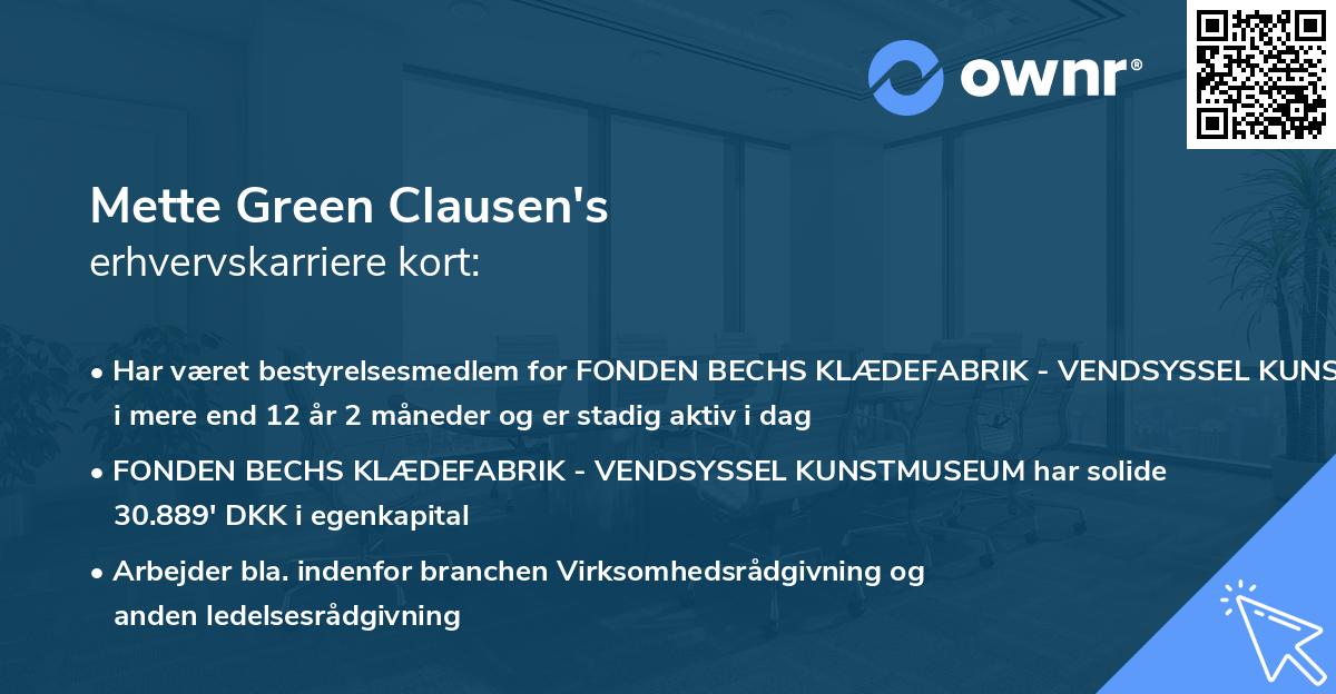 Mette Green Clausen's erhvervskarriere kort
