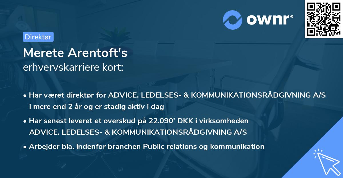 Merete Arentoft's erhvervskarriere kort