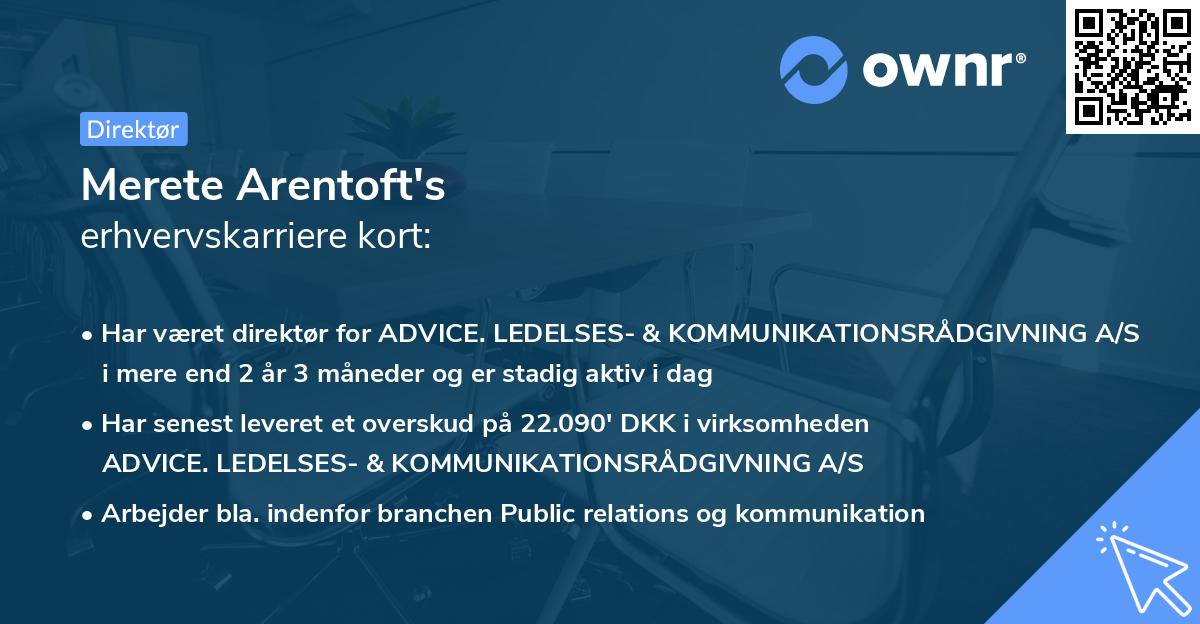 Merete Arentoft's erhvervskarriere kort