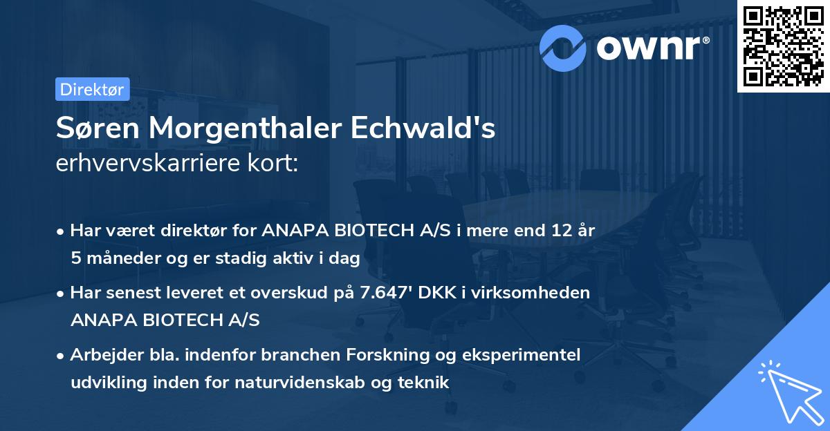 Søren Morgenthaler Echwald's erhvervskarriere kort