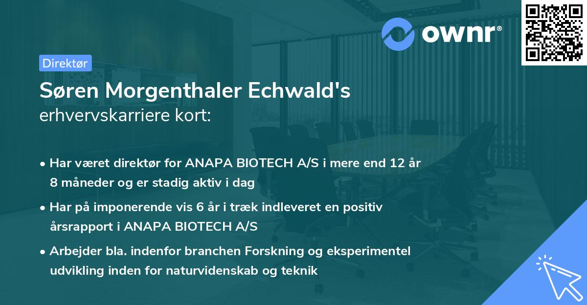Søren Morgenthaler Echwald's erhvervskarriere kort