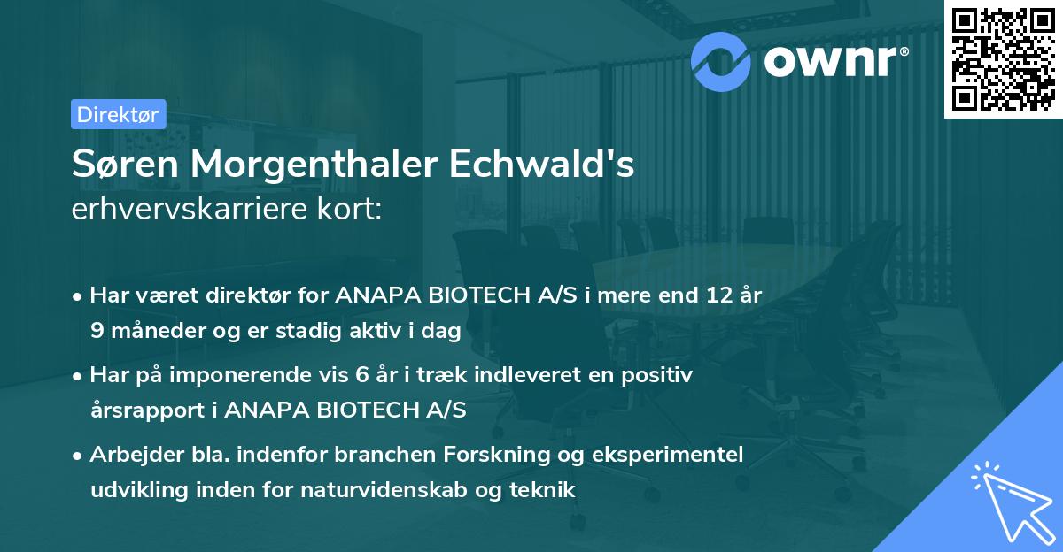 Søren Morgenthaler Echwald's erhvervskarriere kort