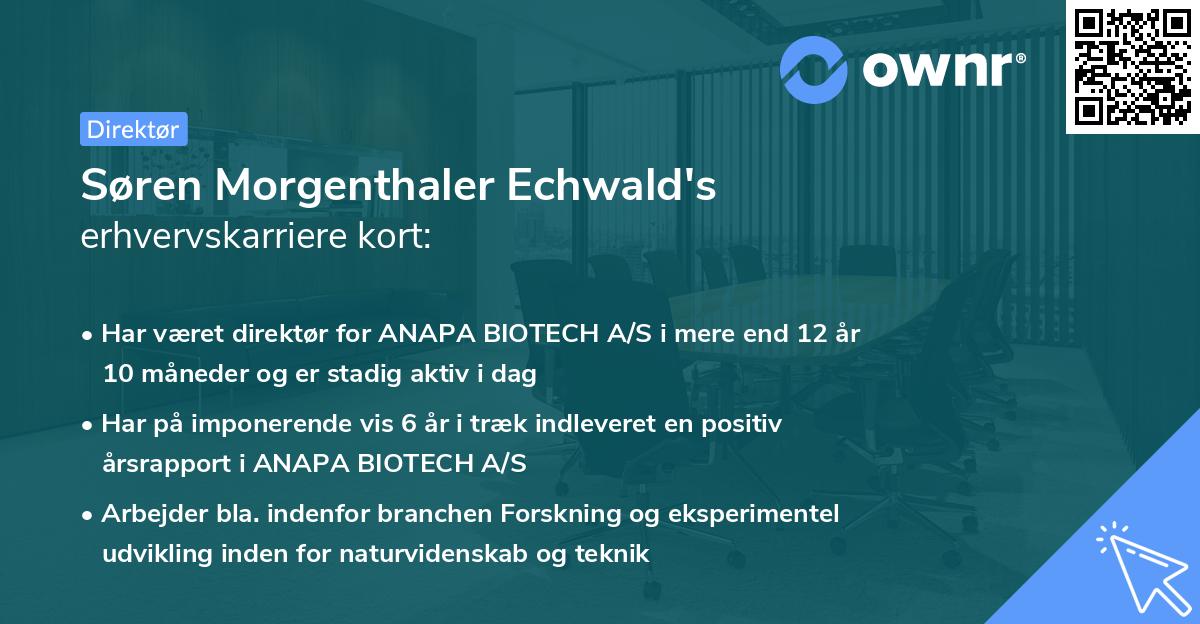 Søren Morgenthaler Echwald's erhvervskarriere kort