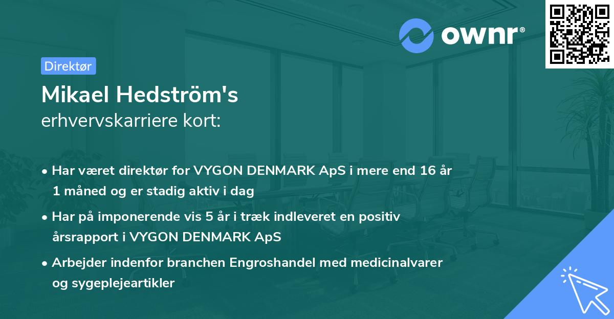 Mikael Hedström's erhvervskarriere kort