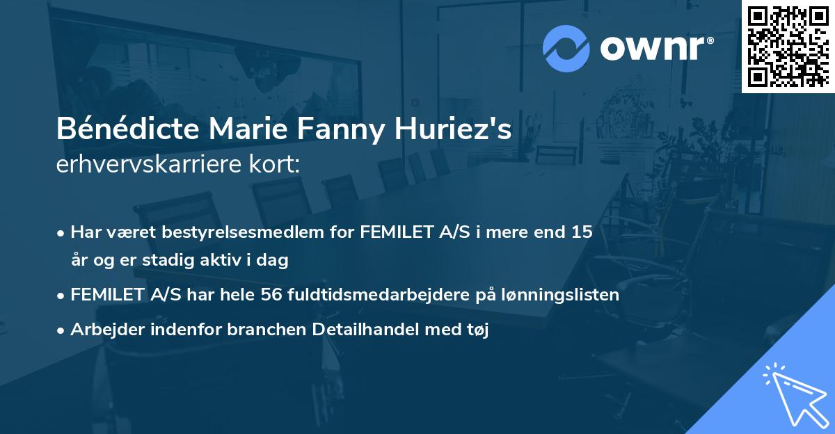 Bénédicte Marie Fanny Huriez's erhvervskarriere kort