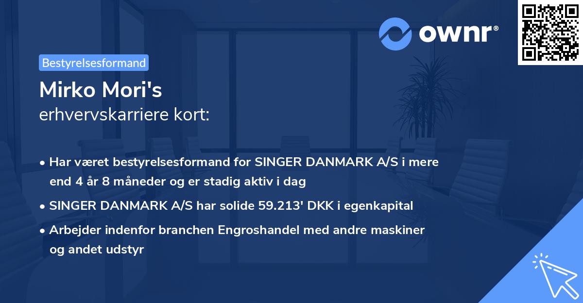 Mirko Mori's erhvervskarriere kort