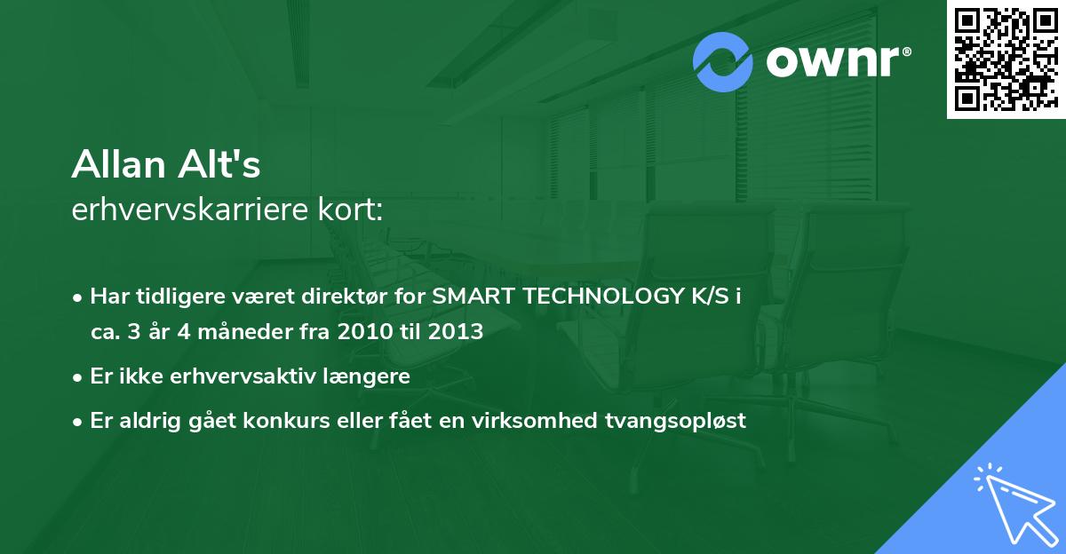 Allan Alt's erhvervskarriere kort