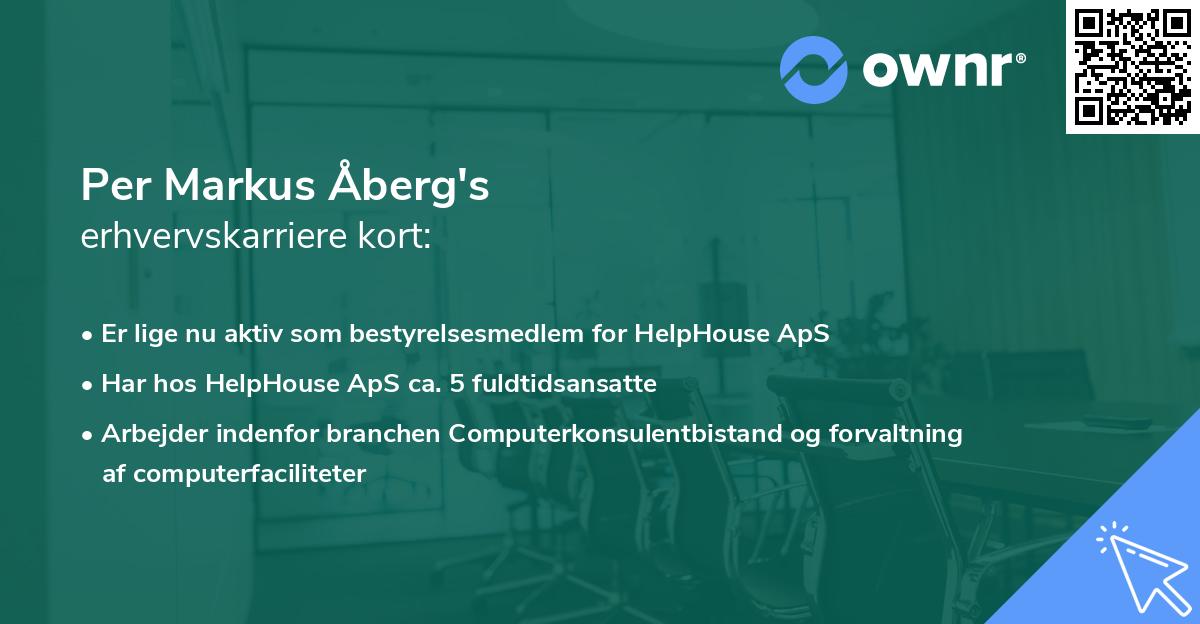 Per Markus Åberg's erhvervskarriere kort