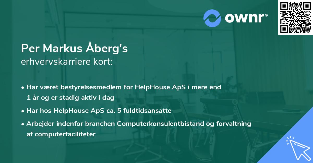 Per Markus Åberg's erhvervskarriere kort