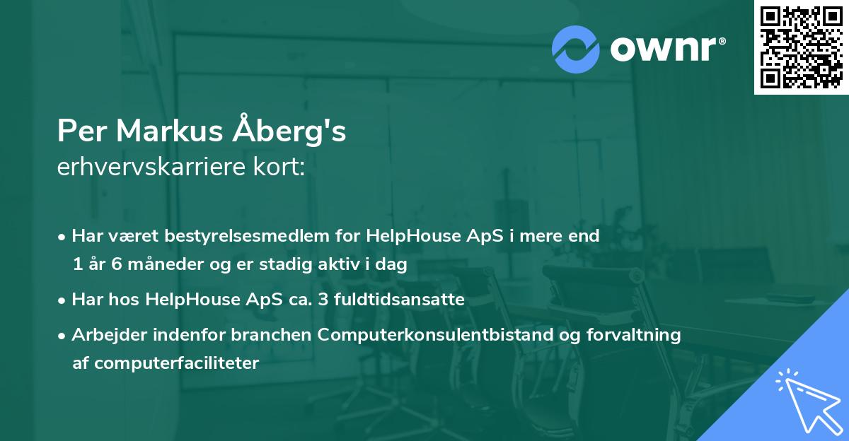 Per Markus Åberg's erhvervskarriere kort