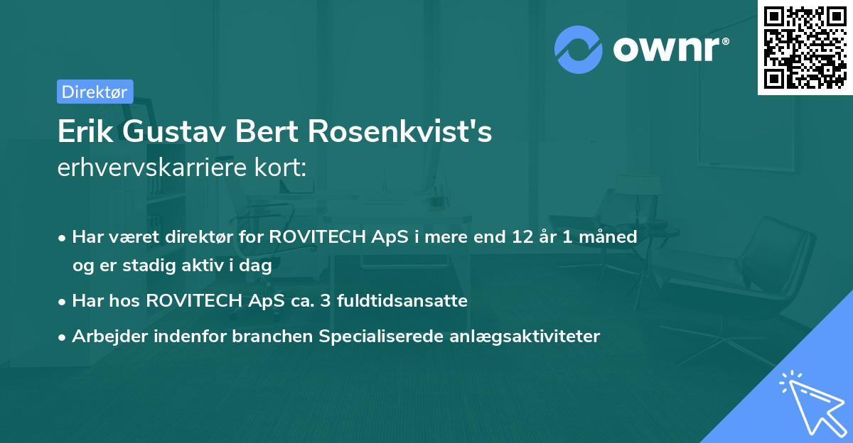Erik Gustav Bert Rosenkvist's erhvervskarriere kort
