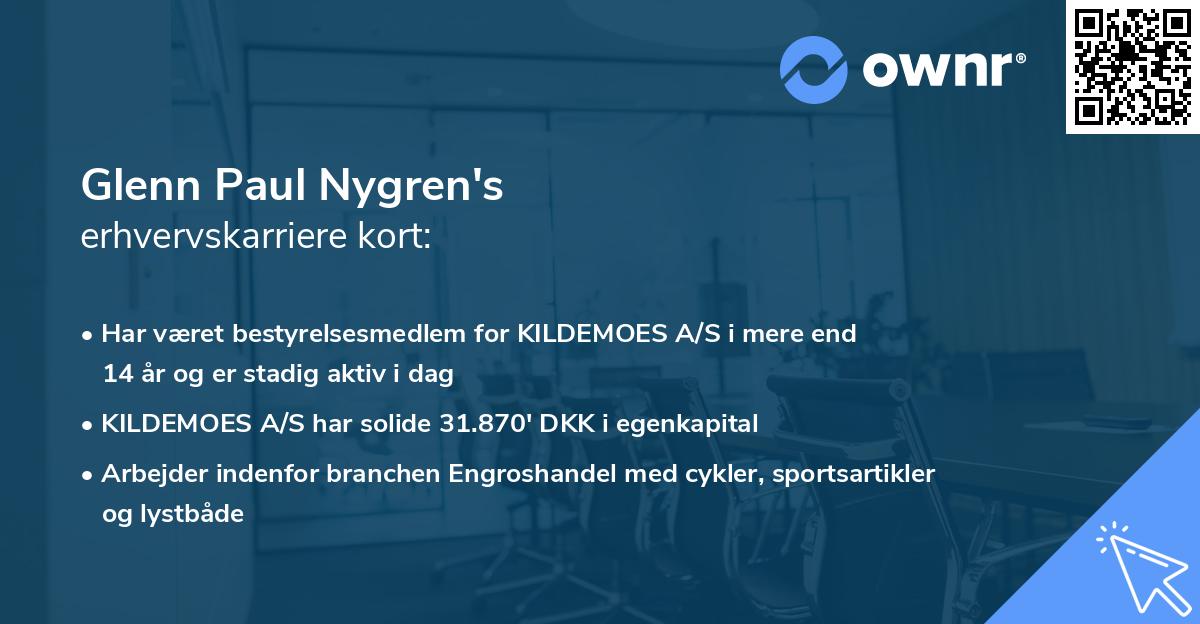 Glenn Paul Nygren's erhvervskarriere kort