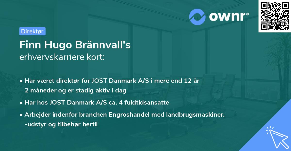 Finn Hugo Brännvall's erhvervskarriere kort