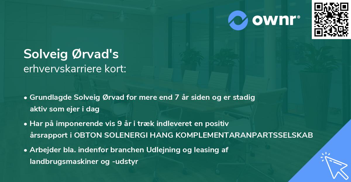 Solveig Ørvad's erhvervskarriere kort