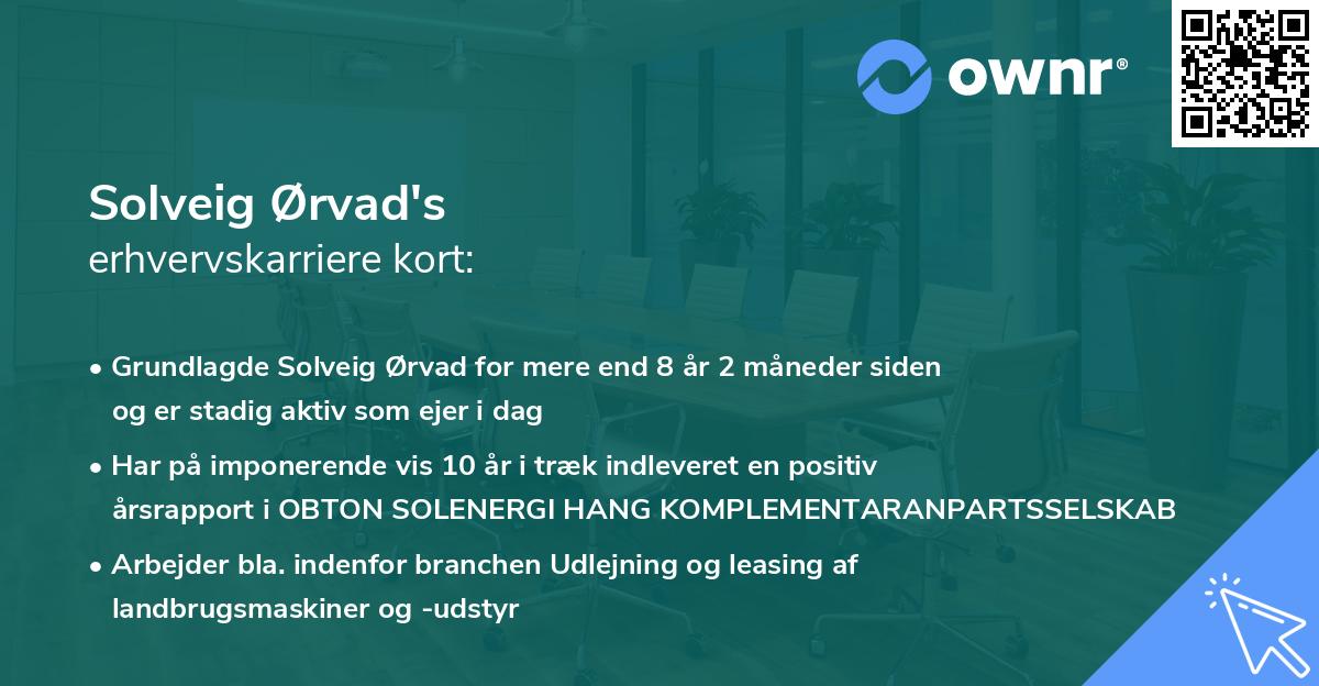 Solveig Ørvad's erhvervskarriere kort