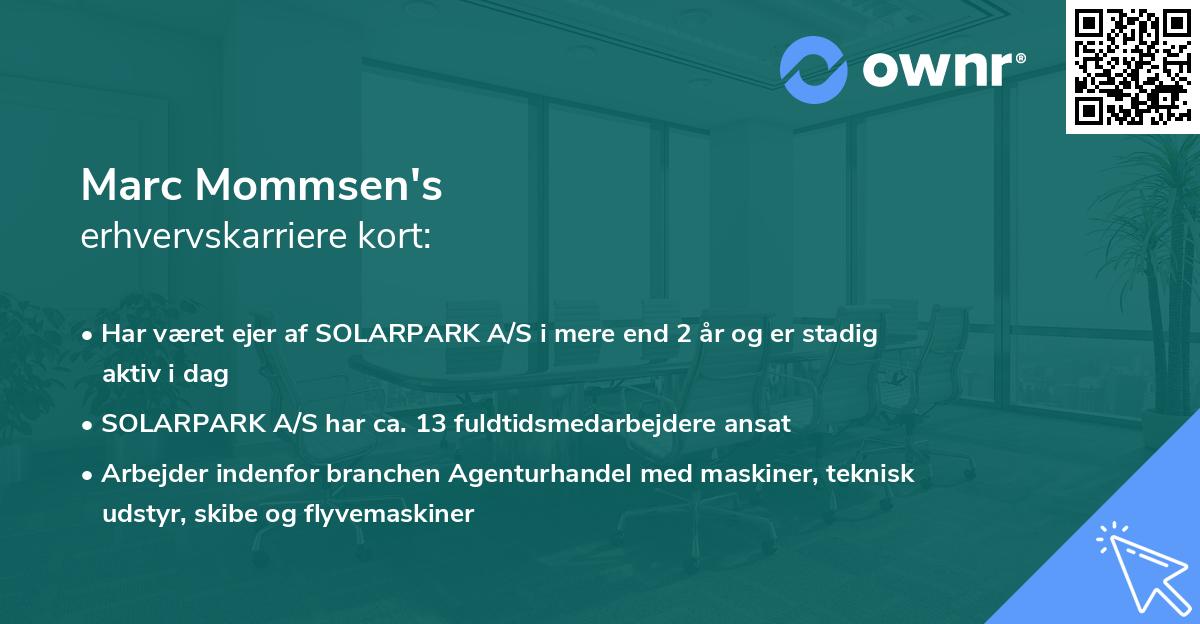 Marc Mommsen's erhvervskarriere kort